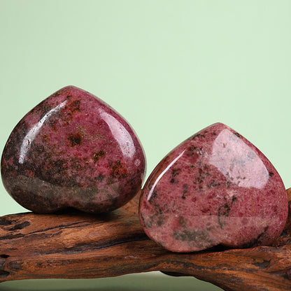 1'' Carved Crystal Rhodonite Heart And Moon