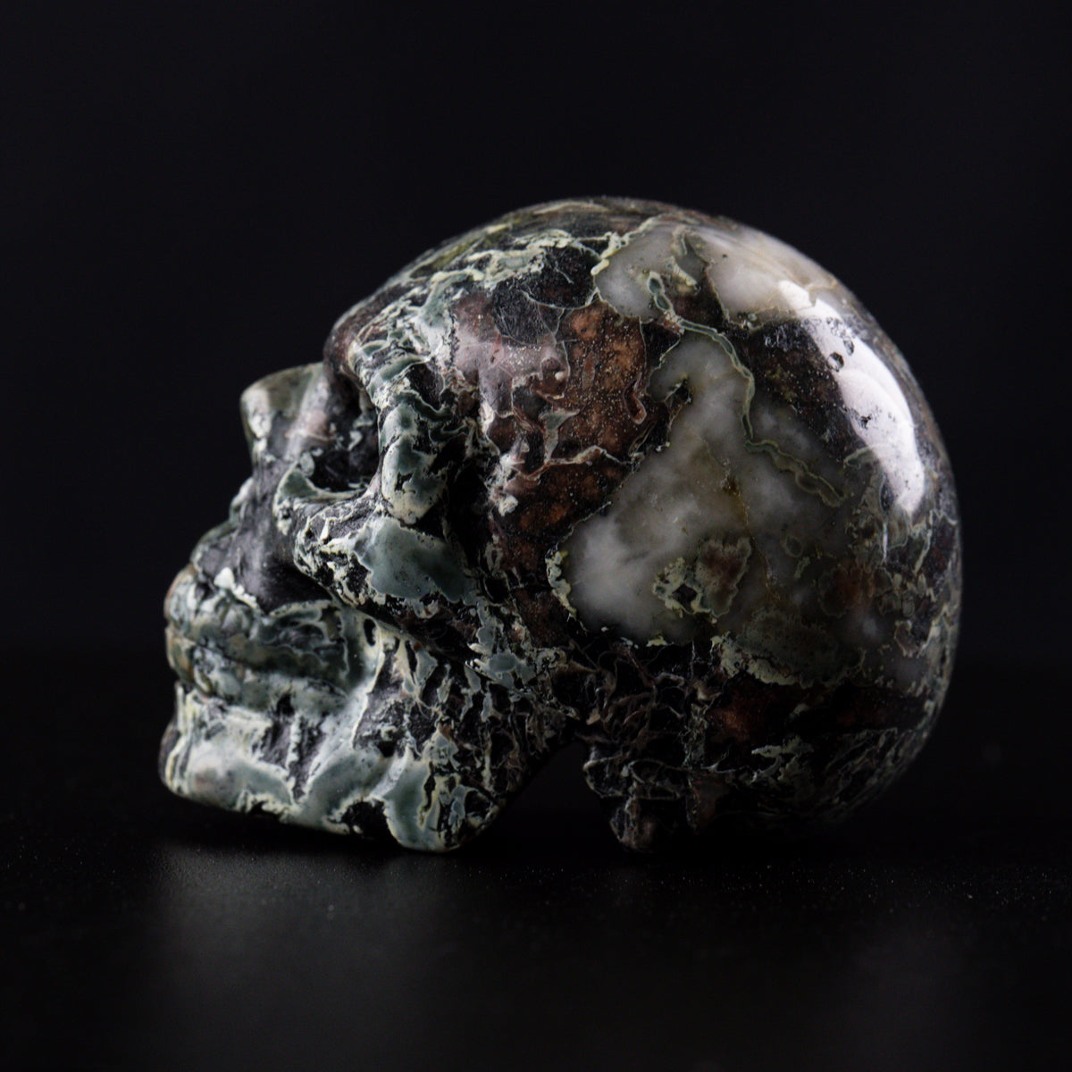 2.7-3.6 inch Moss Agate Skull Carvings