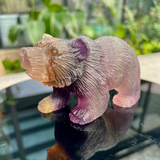 2'' 3''Carved Fluorite Bear